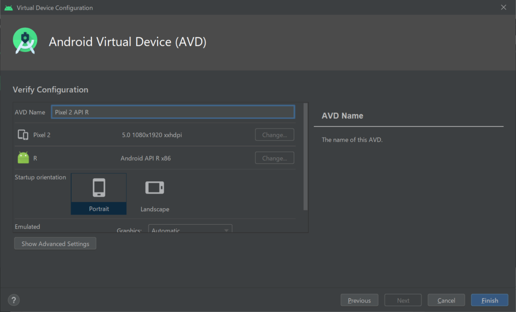 Virtual Device Configuration - AVD